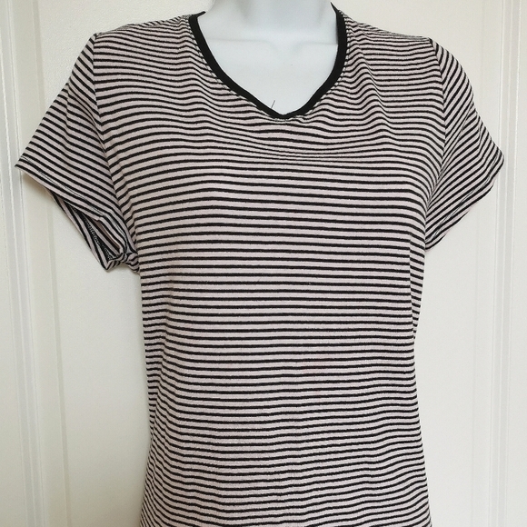 Faded Glory Plus Size Black and White Striped T Shirt - Picture 3 of 6